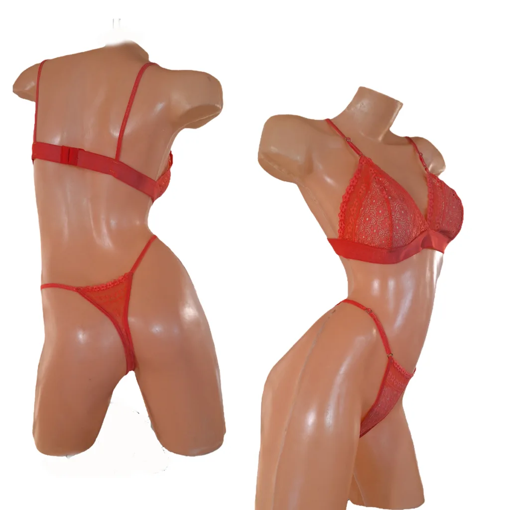 Conjunto "Luana" Puntilla y Encaje Corpiño Sin Aro (art 5103) Talle 85 al 100