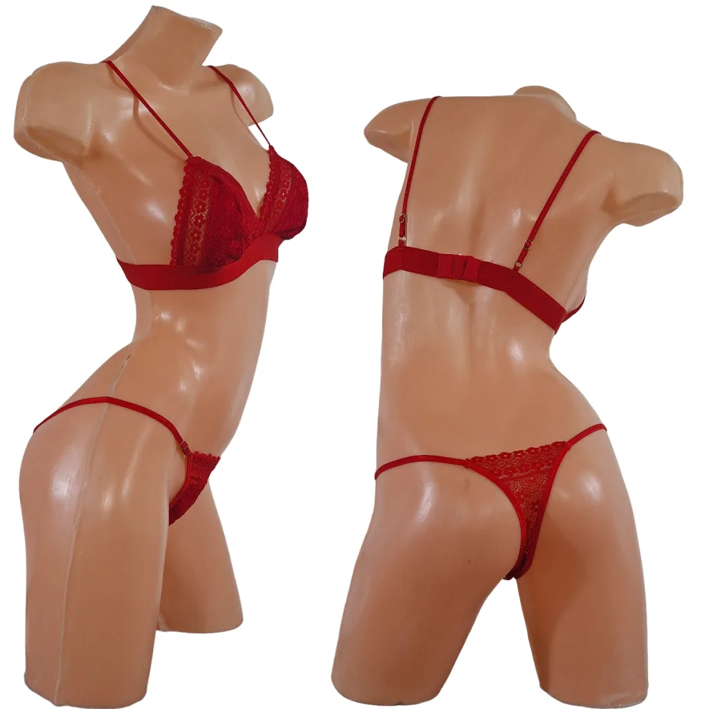 Conjunto "Luana" Puntilla y Encaje Corpiño Sin Aro (art 5103) Talle 85 al 100