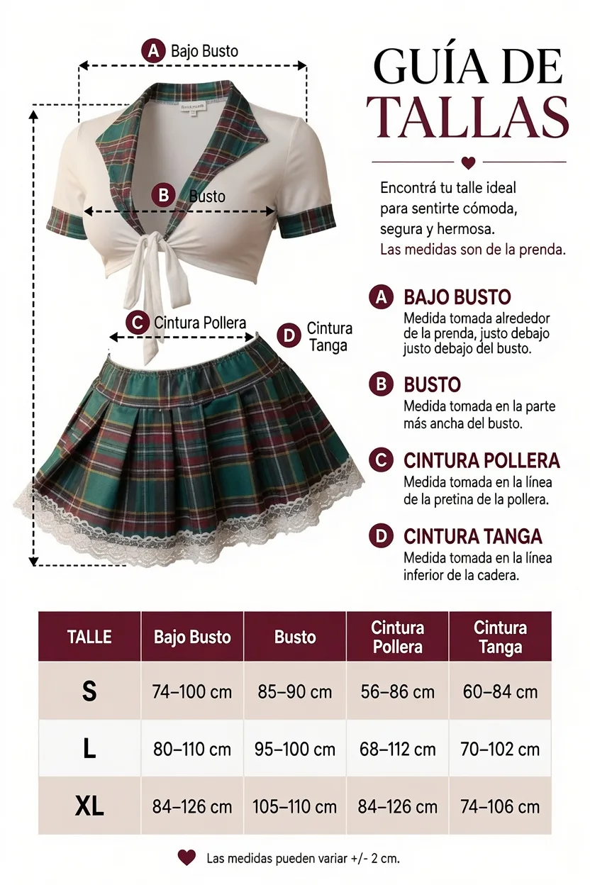 Disfraz Colegiala Escoces Blanco (AL251) Talle 80 al 110: imagen 2