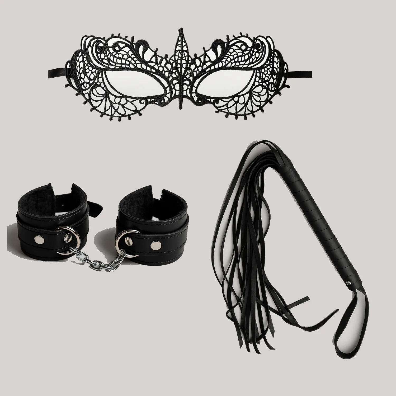 Kit Sado Mascara Anastasia - Latigo - Esposas